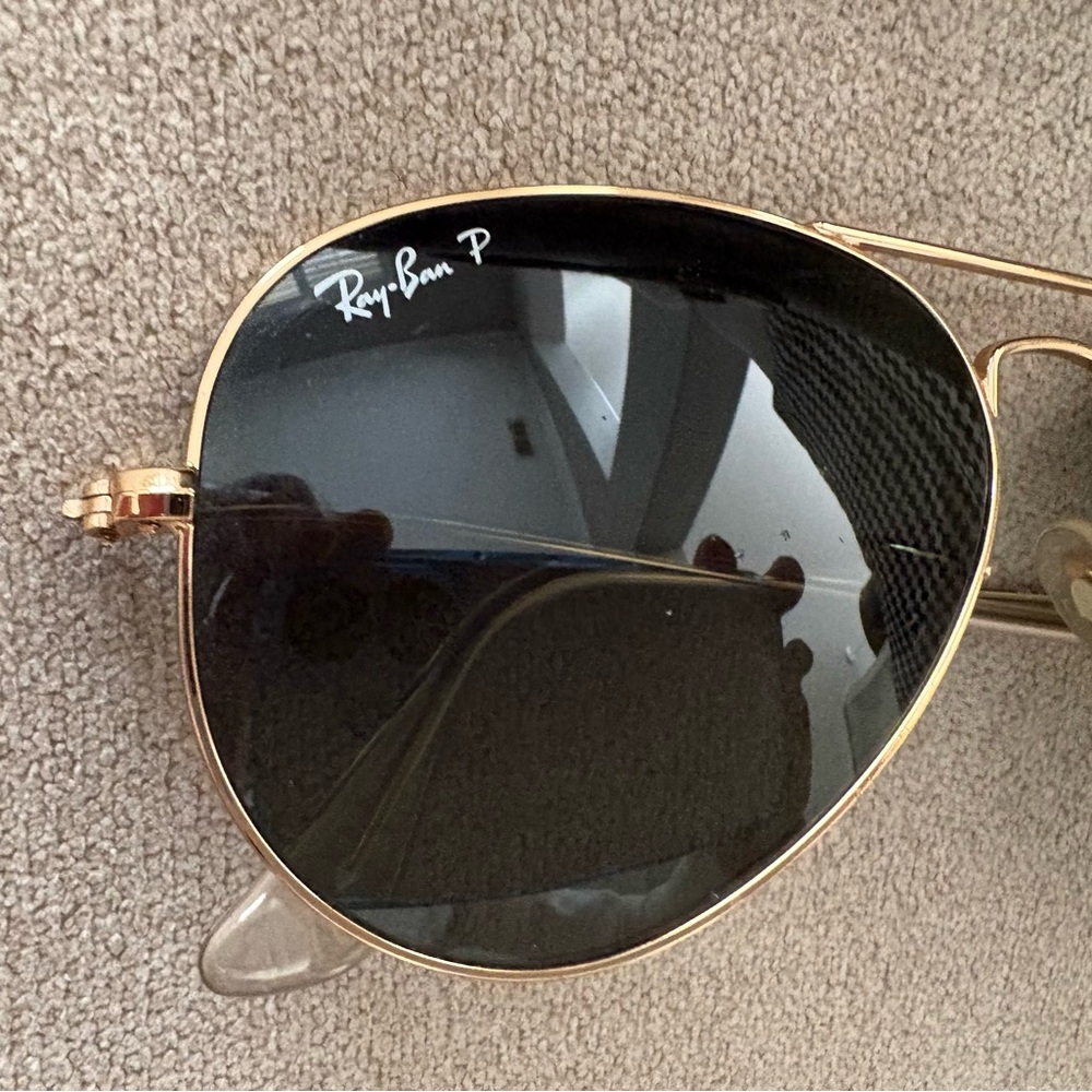 Ray-Ban Aviator Sunglasses - Gold Frames with Black Lenses - Unisex - Picture 6 of 9